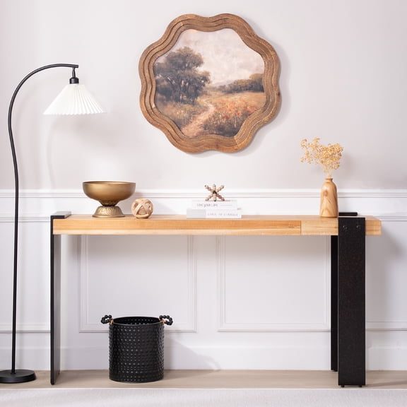 LiviNest Rustic Industrial Console Table: 60" Entryway Table with 100 lbs Capacity - Distressed Faux Rust Metal Legs & Engineered Wood Top - Stable Sofa Back Table for Living Room Hallway