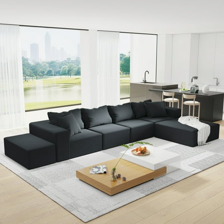 LiviNest Sectional Sofa with Chaise Lounge: Modular 132" L-Shaped Sofa Set for Apartment Living Room - Modern Chenille Fabric & No Assembly Required for Roommates & Small Spaces