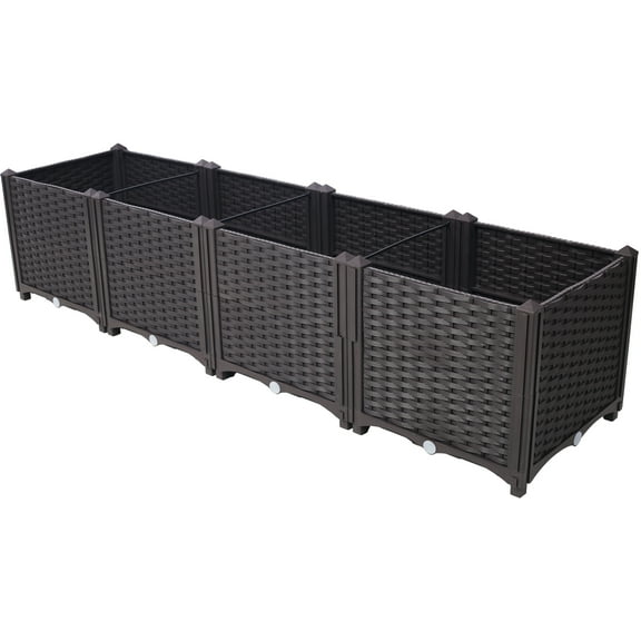 LiviNest Self Watering Raised Garden Bed Planter Box for Vegetables Flowers & Herbs: Deep Elevated Planters for Balcony Patio & Small Spaces - Modular Outdoor Grow Box with Woven Texture & Large Capa