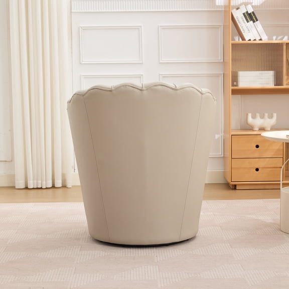 LiviNest Shell Swivel Chair: Modern Leather Single Seater for Home Office & Reading - Curved Back Support with 360 Degree Rotation for Creative Professionals & Adults