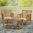 thumbnail image 1 of LiviNest Small Patio Set 2 Chairs Table: Compact Outdoor Seating for Small Spaces Under 40 sq.ft - Acacia Wood Modern Design for Balcony & Courtyard - Weather Resistant Slat Panel, 1 of 6
