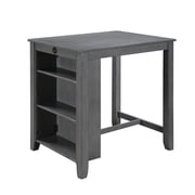 LiviNest Small Space Dining Table 3-in-1 Counter Height Table with USB Charging & Shelves - 36"W Space-Saving Design for Apartments & Studios - Gray MDF Modern Breakfast Nook Table