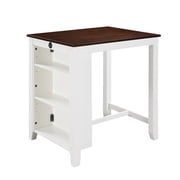 LiviNest Small Space Dining Table 3-in-1 Table with USB Ports & Shelves - 36"W Compact Counter Height Desk for Apartments & Home Office - White MDF Breakfast Nook Table