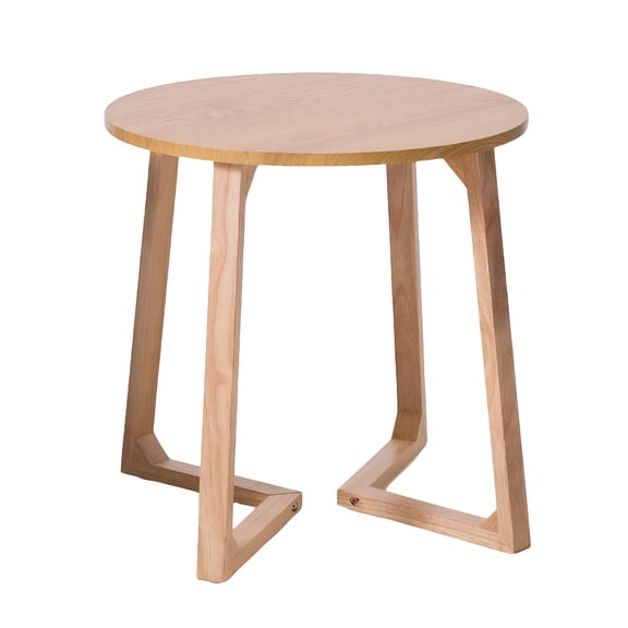 LiviNest Small Space Round End Table: 23.6in Solid Wood Sofa Side Table for Small Living Room - Saves 40% Floor Space with Mid-Century Modern V-Shaped Legs - Compact Coffee Table & Bedroom Nightstand