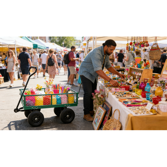 LiviNest Solid Wheel Garden Cart: 500+ lb Capacity All-Terrain Hauler - Zero-Flat Tires for Firewood & Yard Work - Heavy-Duty Steel Mesh Basket for Homeowners & Gardeners