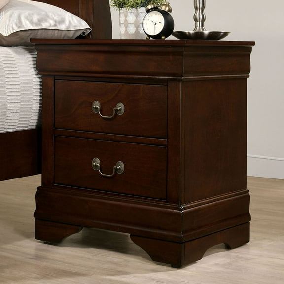 LiviNest Solid Wood Nightstand for Bedroom: 2-Drawer Cherry Finish Storage - Louis Philippe Style with English Dovetail Construction - Compact Size for Master Bedroom & Guest Room
