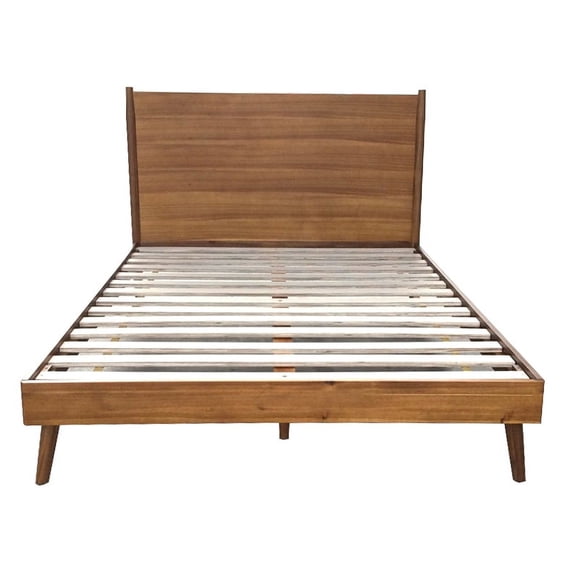 LiviNest Solid Wood Platform Bed Frame: Mid-Century Modern Design with Wood Slats & Headboard - Easy Assembly Bed for Small Apartments & Urban Living Spaces
