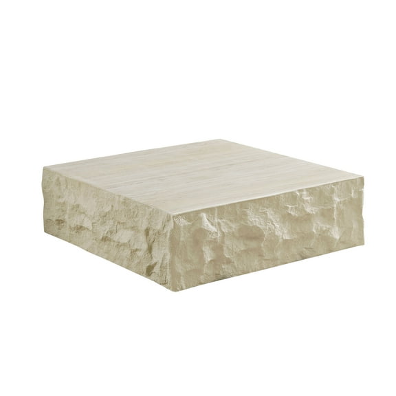 LiviNest Stone-Look Coffee Table for Living Room: 35.43" Square Center Table - No Assembly Required for Apartment & Office - Imitation Stone Fiberglass Modern Design