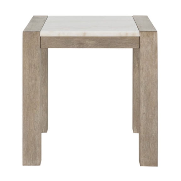 LiviNest Square Side Table with Marble Top: Modern End Table for Small Apartments - Beige Finish Wooden Legs Sturdy Construction Compact Design Living Room Bedroom