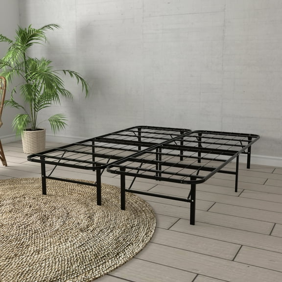 LiviNest Steel Platform Bed Frame: Heavy-Duty King Size Foundation with Tool-Free Assembly & 14-Inch Underbed Storage - Modern Black Metal Frame for Small Apartments & Space Saving Bedroom Solutions