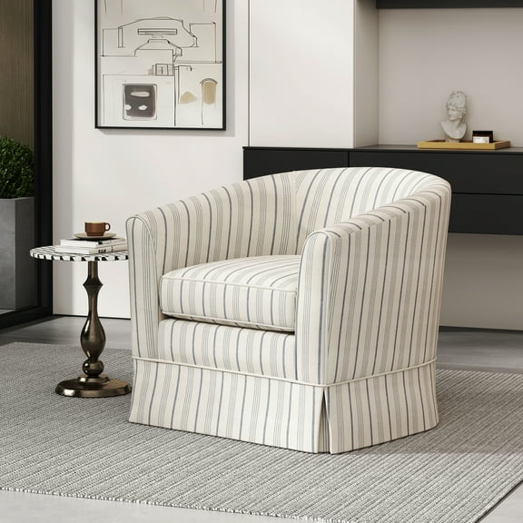 LiviNest Swivel Accent Chair: Modern Striped Fabric Armchair for Small Apartments - 360 Degree Rotation & Comfortable Seating for Creative Workspace & Home Decor