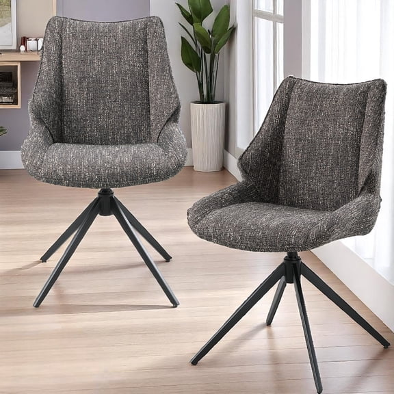 LiviNest Swivel Accent Chair Set: Modern Gray Fabric Upholstered Side Chairs with 360 Degree Rotation - Creative Studio Seating for Design Workspace & Team Collaboration (2-Pack)