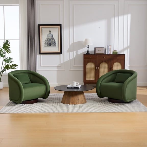 LiviNest Swivel Accent Chair for Living Room: 360-Degree Rotating Barrel Chair - Soft Velvet Upholstery & Solid Wood Base for Bedroom & Office