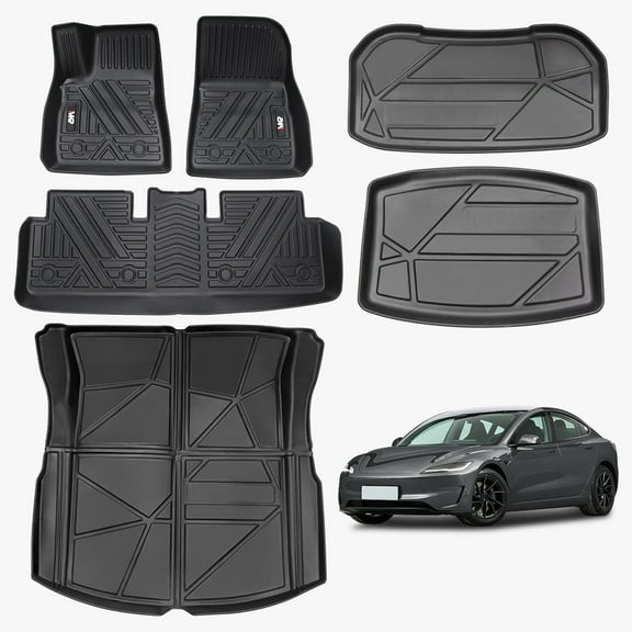 LiviNest TPE Floor Mats for Tesla Model 3: 6-Piece Full Coverage Interior Protection - Zero-Leak & 30-Second Clean - All-Weather Durable for Family & Outdoor Enthusiasts