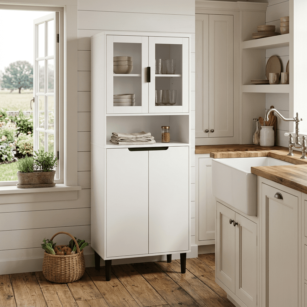 LiviNest Tall Storage Cabinet for Small Spaces: 63 Inch Height with 4 ...