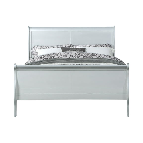 LiviNest Twin Bed Frame: Modern Sleigh Bed with Platinum Finish & Low Profile Design - Solid Wood Construction for Small Apartments & Space Saving Bedroom Solutions