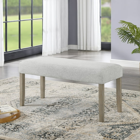 LiviNest Upholstered Bench for Dining Room & Entryway: Light Oak Finish with Gray Fabric - 41 Inch Multi-Functional Seating for Home Decor & Space Saving