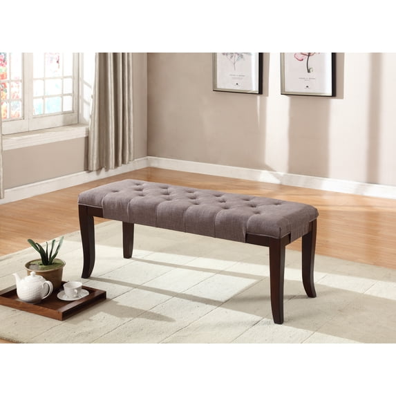 LiviNest Slim Tufted Bench for Small Spaces: 16-Inch Depth Space-Saving Seating - Hand-Tufted Fabric & Solid Wood Legs - Bedroom Living Room Entryway