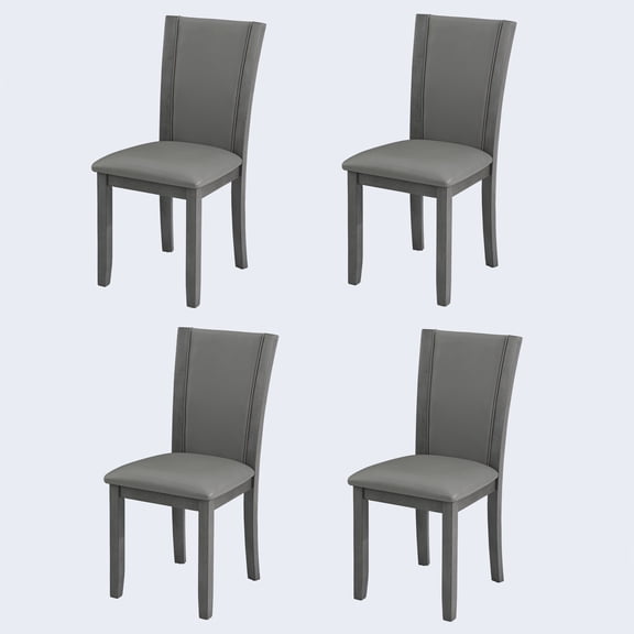LiviNest Upholstered Dining Chairs Set of 4: Ergonomic High Back Support & Non-Slip Protection for Home Office - Modern Grey Faux Leather Chairs with Solid Wood Frame & 330LB Capacity for Freelancers