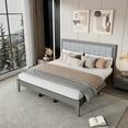 thumbnail image 1 of LiviNest Upholstered Platform Bed Frame: Mid-Century Modern Solid Wood Frame with Silent Slats System & 800 lbs Capacity - Square Tufted Headboard for Boutique Vacation Rentals & Guest Room Setup, 1 of 6