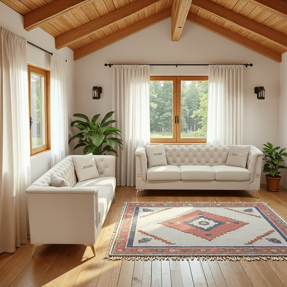 LiviNest Velvet Sofa Set of 2: Modern 3-Seater Living Room Furniture - Cream White Upholstered Sofas with Gold Metal Legs for Apartments & Family Homes