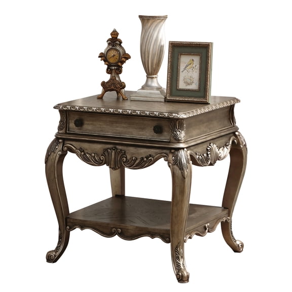 LiviNest Vintage End Table with Storage: 2-in-1 Storage & Display System - Felt-Lined Drawer & Bottom Shelf for Living Room Bedroom - Compact Rectangular Side Table in Warm Oak Finish