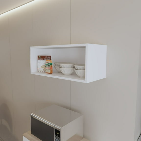 LiviNest Wall Mounted Cabinet in Melamine: Modern Open Storage Shelf for Studio Organization - Scratch Resistant White Surface & Space Saving Design for Artists & Creative Workspaces