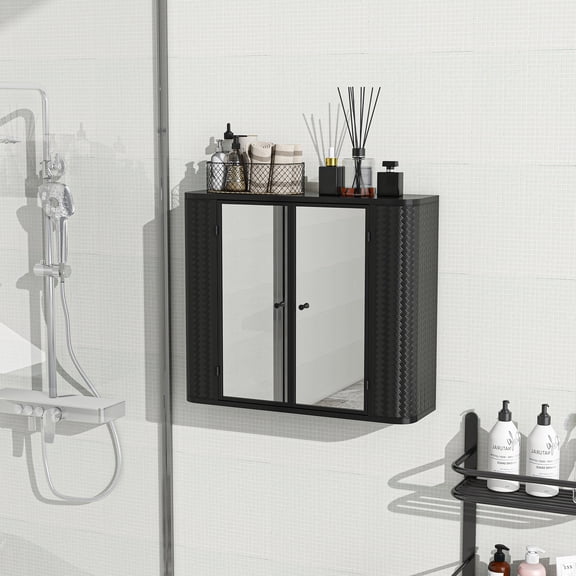 LiviNest Wall Mounted Mirror Cabinet: 2-in-1 Bathroom Storage & Mirror - 0 Floor Space Taken for Small Bathrooms & Apartments - Farmhouse Style Steel Frame with Open Shelf