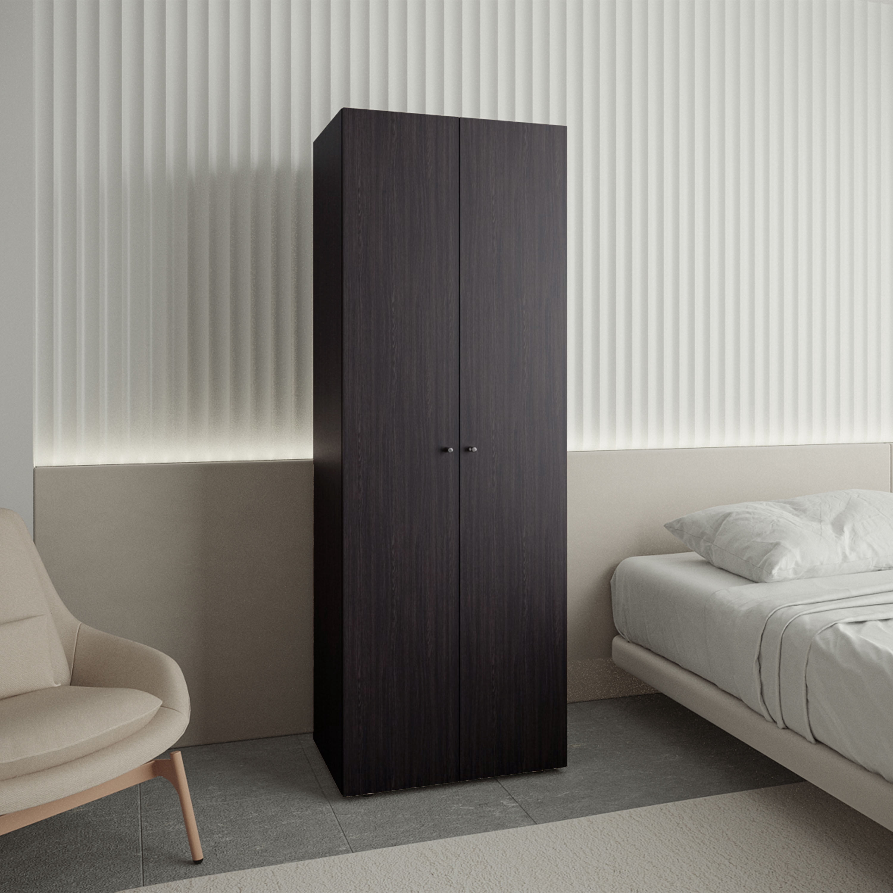 LiviNest Wardrobe Closet Storage Cabinet Armoire: Modern Dark Brown ...