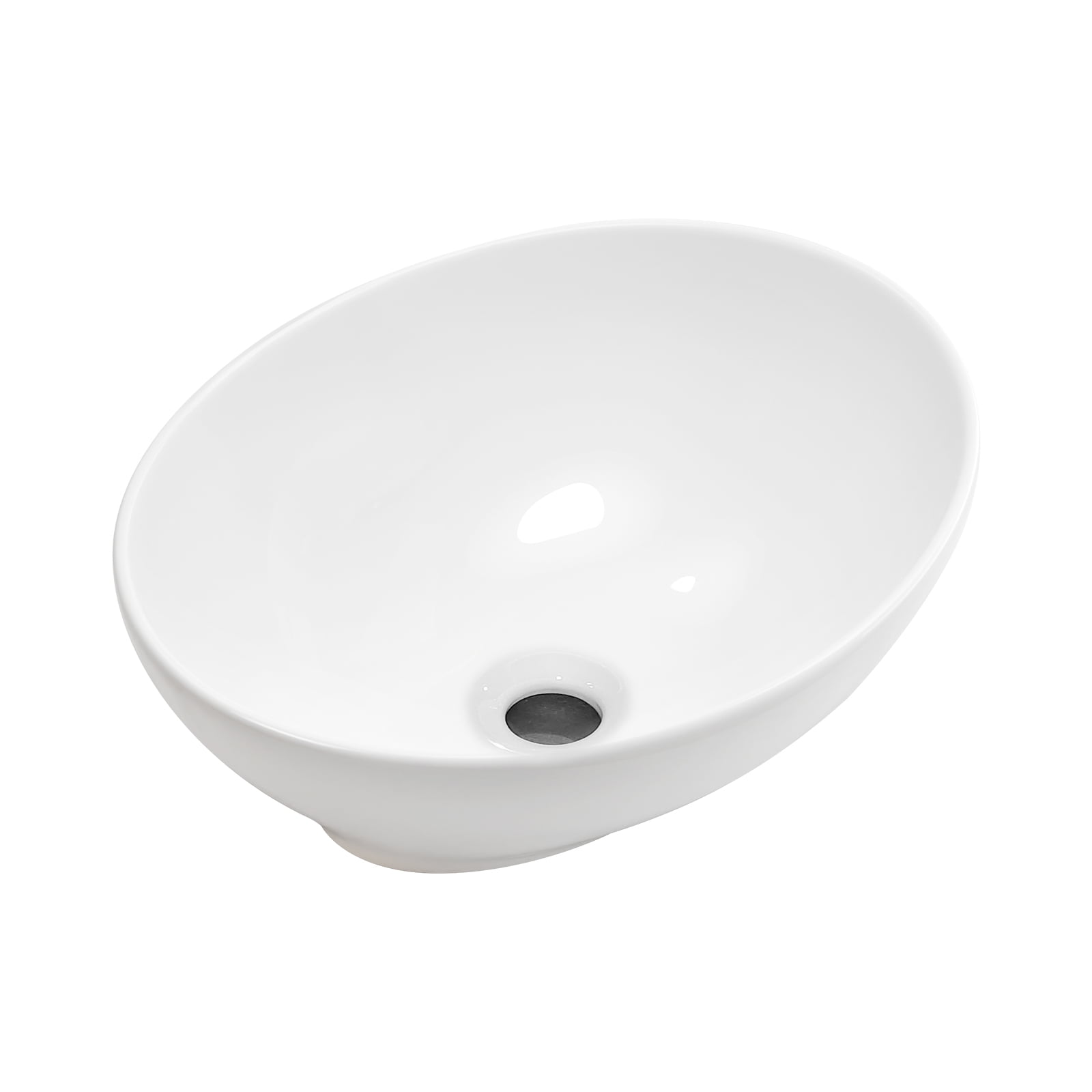 LiviNest White Oval Ceramic Vessel Sink: 16" x 13" x 5.5" Countertop Bathroom Vanity Sink with Easy-Clean Surface - Quick Drain Design for Powder Room & Small Bathroom DIY Installation