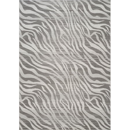 LiviNest Zebra Print Rug 5x7 Gray & Ivory: Modern Boho Chic Area Rug with 3D Texture for Living Room - Soft Polyester Pile & Kid Pet Friendly Design for Home Decor