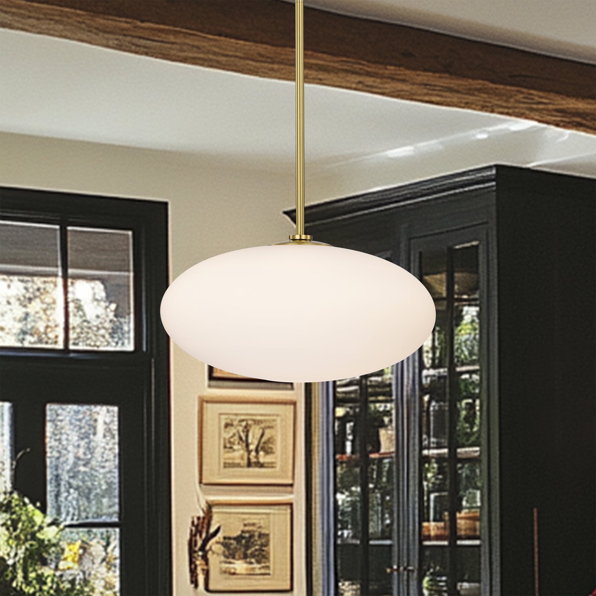 Livia 13.8 in. 1-Light Indoor Brass Finish Pendant Light