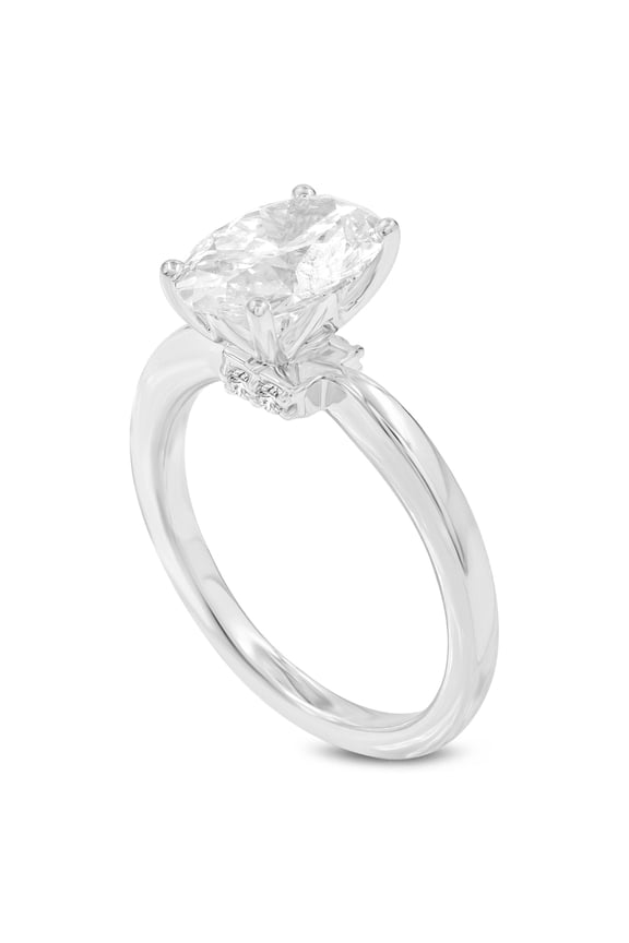 Livia 14K White Gold Oval Lab Grown Diamond Hidden Halo Engagement Ring - 2.25 Ct