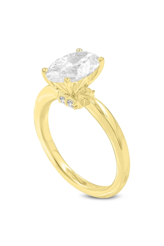 Livia 14K Yellow Gold Oval Lab Grown Diamond Hidden Halo Engagement Ring - 2.25 Ct