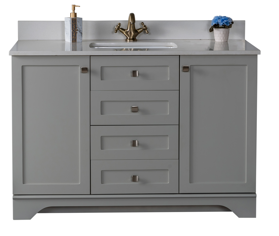 Stufurhome Abigail Embellished 48 Inches Grey Single Sink Bathroom ...