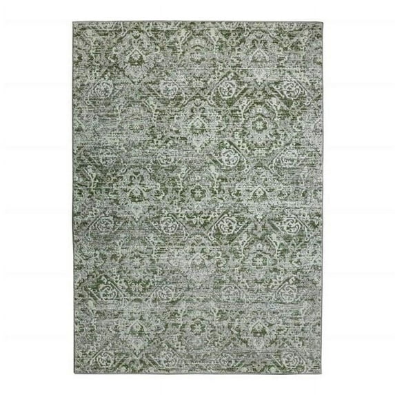 Livigno 1244 Transitional Abstract Green Polypropylene Area Rug 3'3" x 4'11"