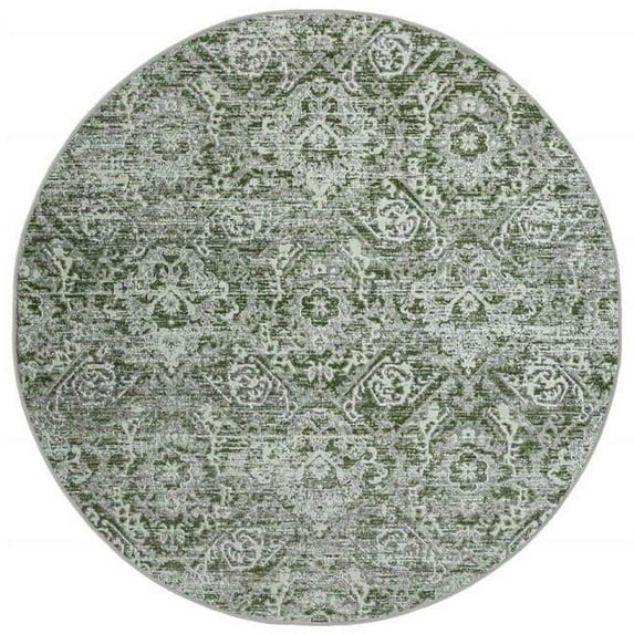 Livigno 1244 Transitional Abstract Green 5' Round Area Rug