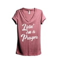 thumbnail image 1 of Livin' On A Prayer Women's Fashion Relaxed V-Neck T-Shirt Tee Heather Rouge X-Large, 1 of 3