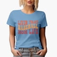 thumbnail image 1 of Livin That Baseball Mom Life, Groovy Retro Wavy Text Merch Gift, Baby Blue T-Shirt, Medium, 1 of 5