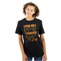 Livin on A Prayer and Pumkin Spice Women's Graphic T Shirt Tees Brisco Brands S