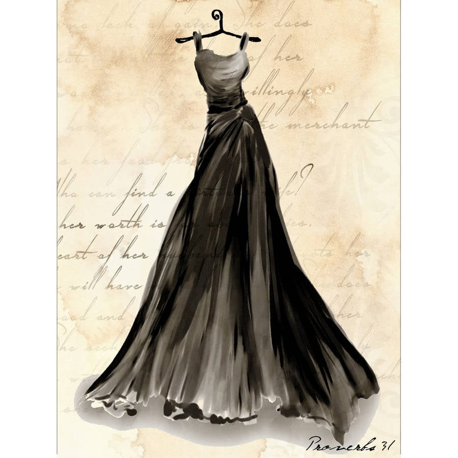 Living 31 Proverbs 31 Black Gown Silhouette , 23.375x29.375 WALL ART ...