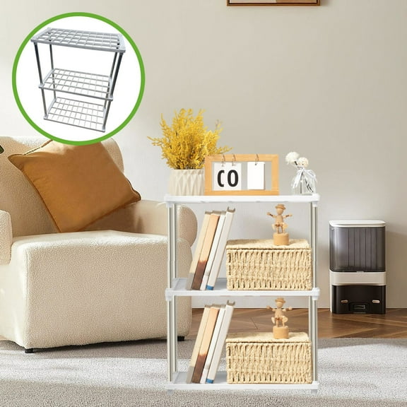 Living 4 Shelf Shelf Ventilated Light Duty Storage Home Organizer, With Adjustable Shelves Basement White, B Set of Multi Tier Storage Rack