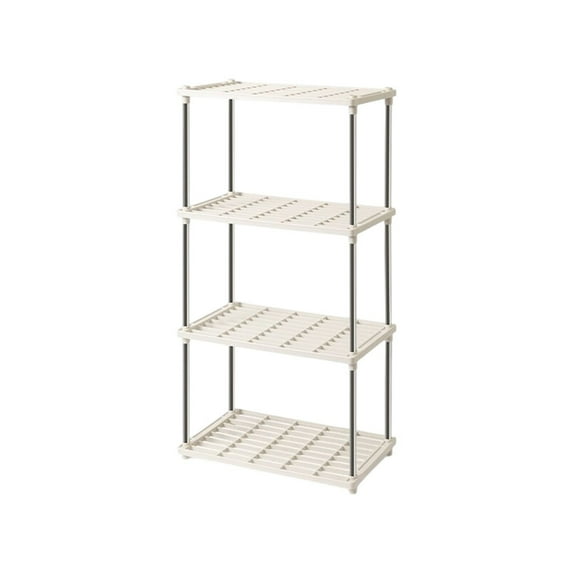 Living 4 Shelf Ventilated Storage Organizer - Light Duty Home Shelving Unit with Durable Plastic/Iron Material, Easy Assembly, Max 55 lbs per Shelf, Versatile for Kitchen, Garage, Closet & More