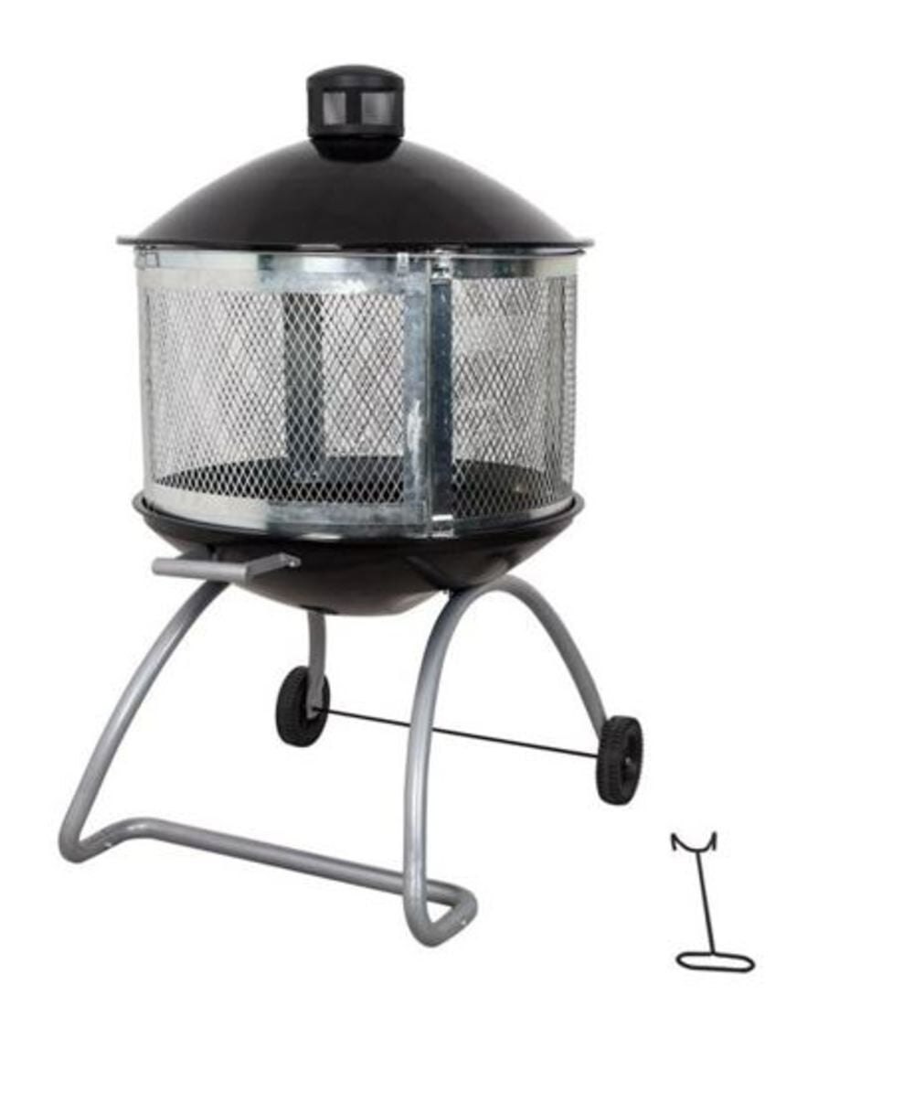 Living Accents 28" Round Porcelain/Steel Metal Fire Pit in Black
