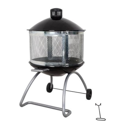 Living Accents 28" Round Porcelain/Steel Metal Fire Pit in Black