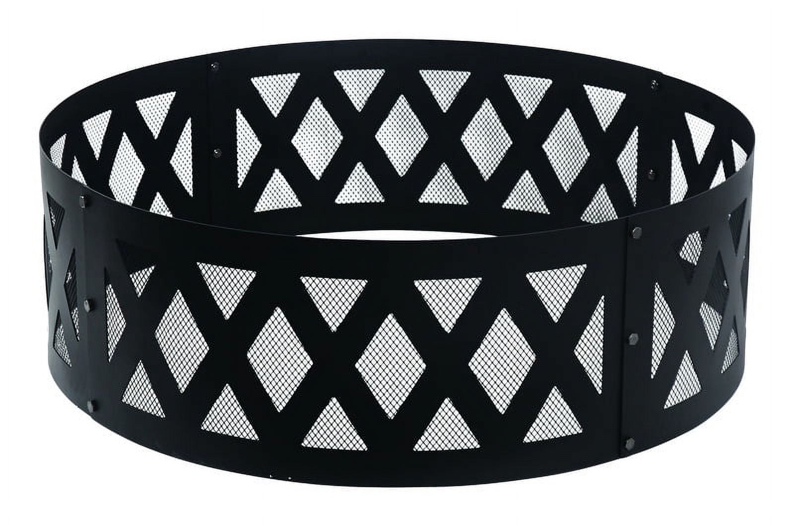 ACE TRADING - OUTDOOR FIREPITS Living Accents 36" D x 12" H Diamond Grid Steel Fire Ring w/Mesh Screen