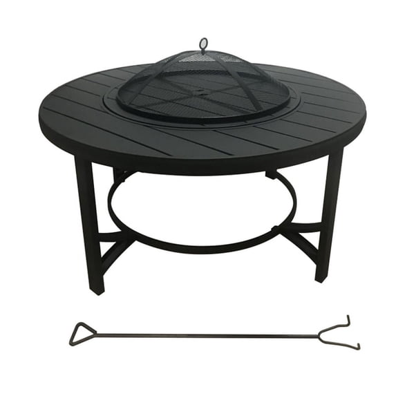 Living Accents 36" Round Steel Wood Burning Fire Table