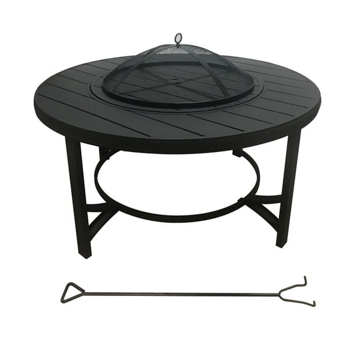 36" Black Steel Round Wood Fire Pit Table