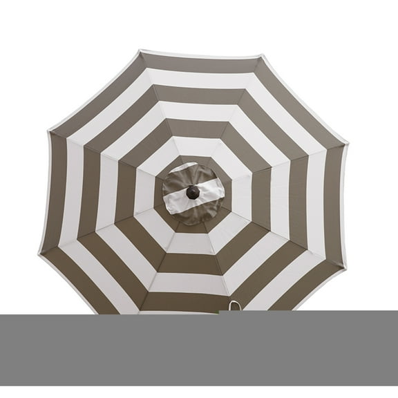 Living Accents 6.50" Tan & White Stripe Hexagon Market Patio Umbrella, UV Resistant