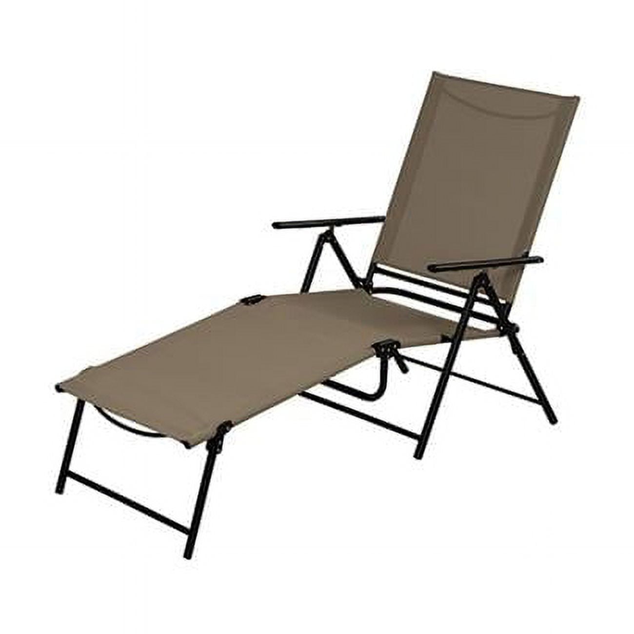 Living Accents Black Steel Frame Tan Sling Lounge Chair